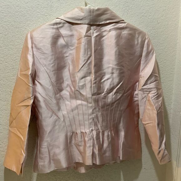 NWT Kay Unger New York Ivory Satin Blazer sz 12 Silk blend Bling Buttons - Picture 6 of 11